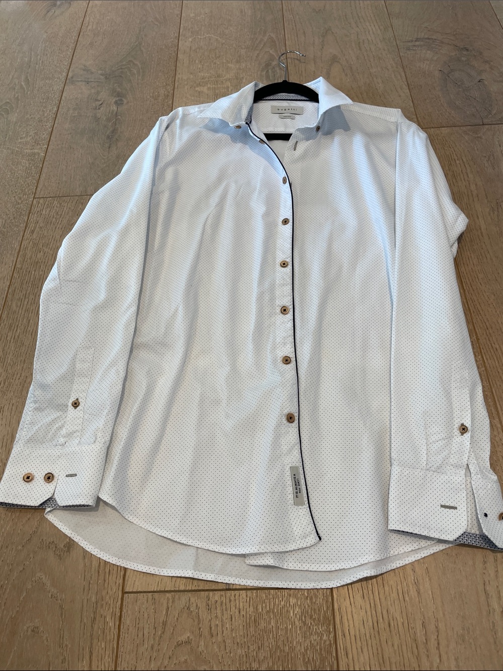 Bugatti Light Blue Micro Dot Dress Shirt with Contrast Trim
